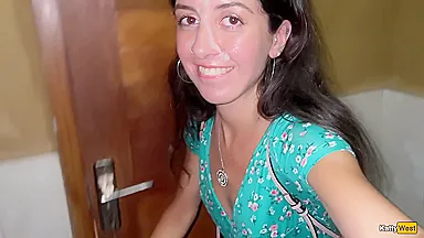 Public Cumwalk In Cafe , Eating Pasta Carbonara With Sperm On Face With Katty West