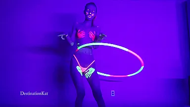 Dances And Hula Hoops Under A Black Light - Destination Kat And Verified Amateurs