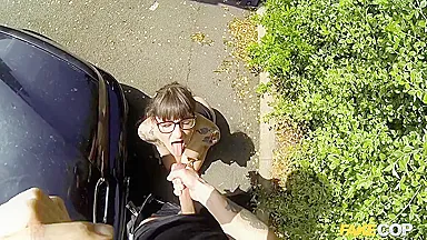 Heat Copper Cums Over Geeky Girls Glasses In The - Adreena Winters