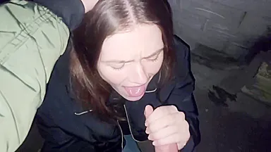 Public Blowjob By A Russian - Brunette Babe