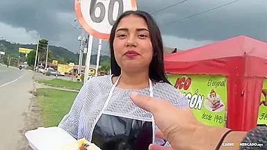 Juliana Restrepo in Sexy 19 year old Latina teen gets facial in steamy pickup and fuck