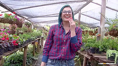 Slutty green haired Latina Clara Lucia gets oiled up in nasty pickup & fuck