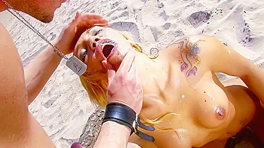 Leo Galvez And Ginger Hell In Sexy Blonde Rides A Huge Cock On The Beach To A Cumshot