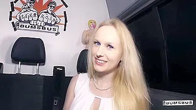 Interracial bus sex with busty German blondie Angel Wicky