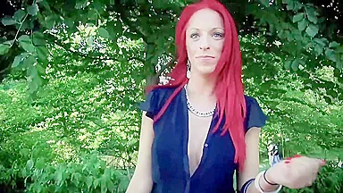 Wild German redhead enjoys public exposure and hardcore car fuck with Vicky Sun