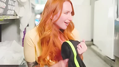 Mature Woman Gets Aroused At The Thought Of Muscular Young Man In Laundry