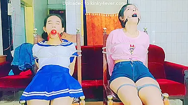 Two Girls Tied To Chair With Gags