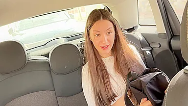 Paid With Blowjob To Neighbor In Car For Drive Her To College!! Cum In Mouth Swallow