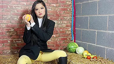 Equestrian Louisa Crushing Fruit Wearing Boots