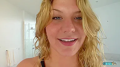 Big Booty Blonde Amanda Uses Her Big Tits To Get His Cock Nice And Hard