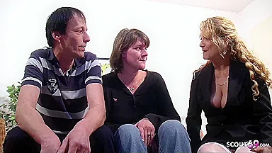 Real German Mature Wife With Big Natural Tits Suprised To Ffm Threesome Casting