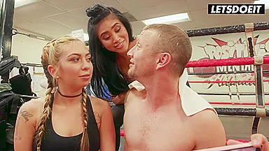 Gina Valentina, Ember Snow And Kat Dior - And Seduce Their Trainer Into Hot Fuck