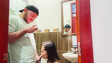 Stepmother Is Spied On By Her Stepson And They Fuck In The Bathroom
