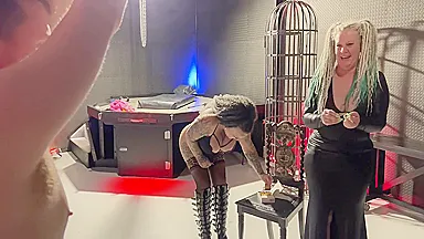 Mistresss Shooting 100 Rubber Bands At Slave