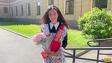 Met A Classmate At Graduation And Fucked Her Tight Ass - Anal In White Pantyhose And Creampie