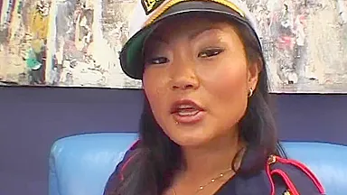 Navy Asian Bitch Gets Demolished By Two Horny Dudes