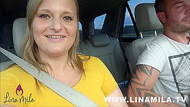 Lina Mila - Horny On The Highway! Spontaneously Fucked On Sex Parking Lot!