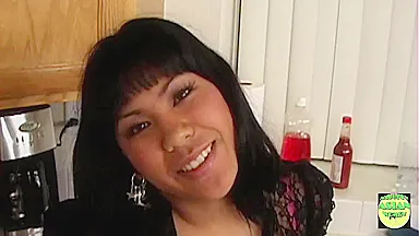 Slutty Asian Puts A Big Black Cock In Her Tight Pussy On The Kitchen Table