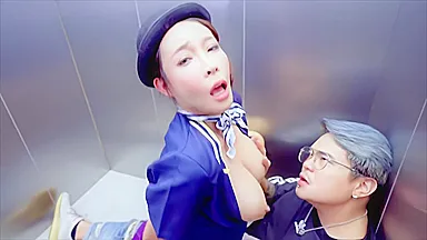 Chinese Flight Attendant Milf Elevator Sex Uncensored
