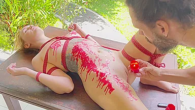 Squirt After Wax Play With Tied