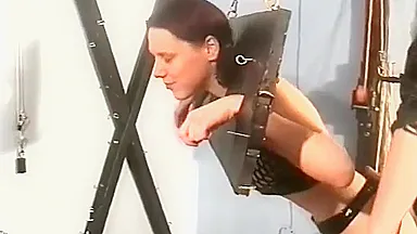 Chick Trapped In Suspension Bondage From Her Woman Punisher