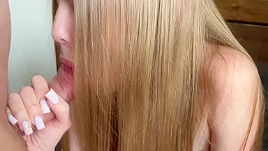 Cute Blonde Cums On My Penis At Home