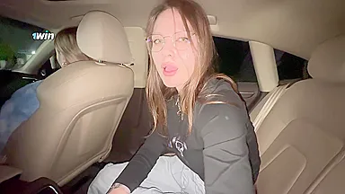Pov: Fast Risky Blowjob In Car During Travelling With Friends. Cum In Mouth With Alexa Poshspicy