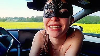 Pov We Went Off The Road For Dirty Blowjob In The Car During Our Travel